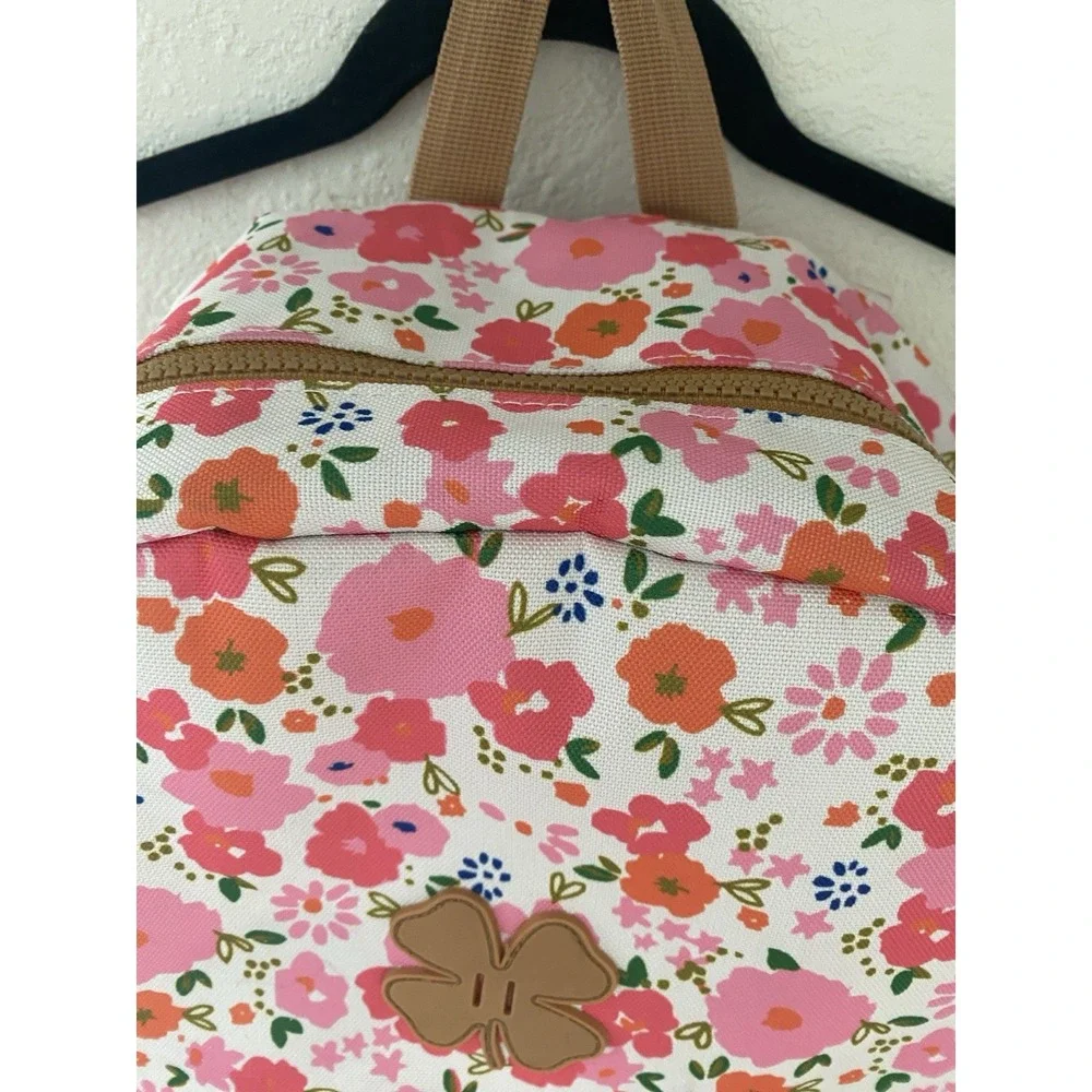 Lucky Brand Backpack White Background Pink & Orange Flowers